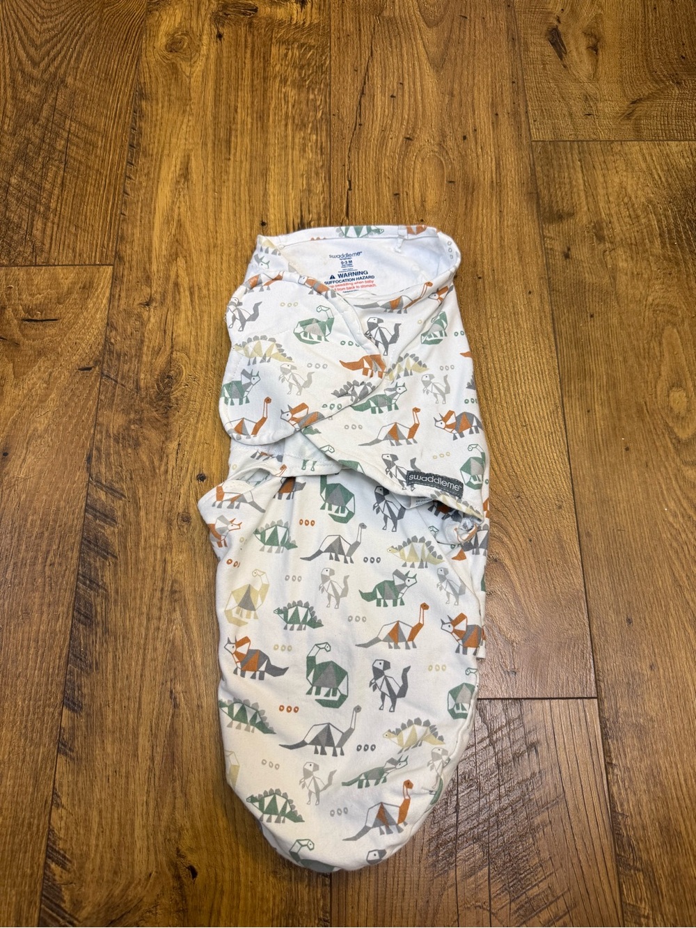SwaddleMe White Baby Swaddle with Green & Orange Animal Print